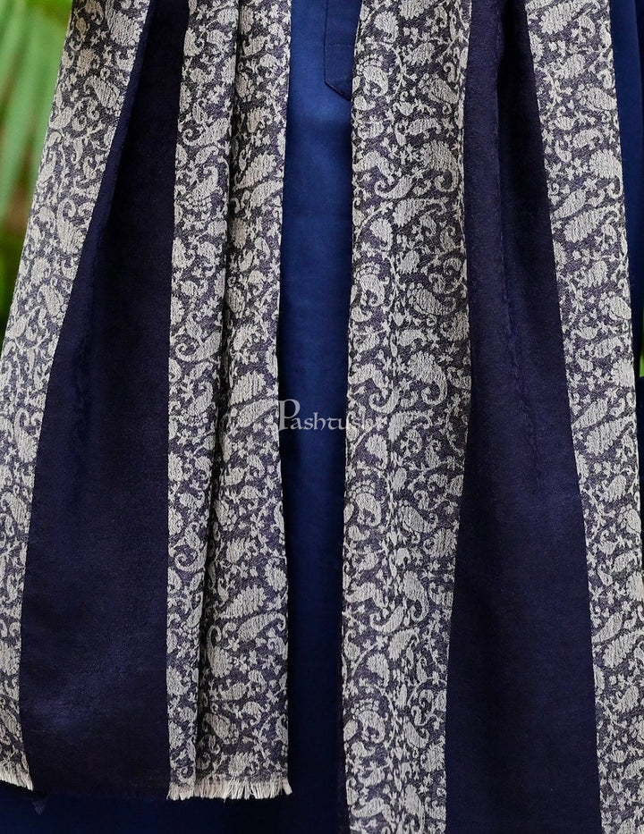 Pashtush India Gift Pack Pashtush His And Her Gift Set Of Striped Design Stoles With Premium Gift Box Packaging, Navy Blue and Pink