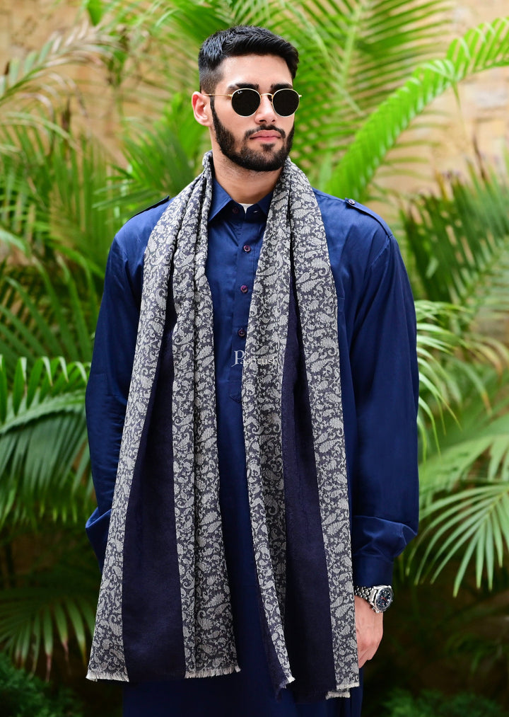 Pashtush India Gift Pack Pashtush His And Her Gift Set Of Striped Design Stoles With Premium Gift Box Packaging, Navy Blue and Pink