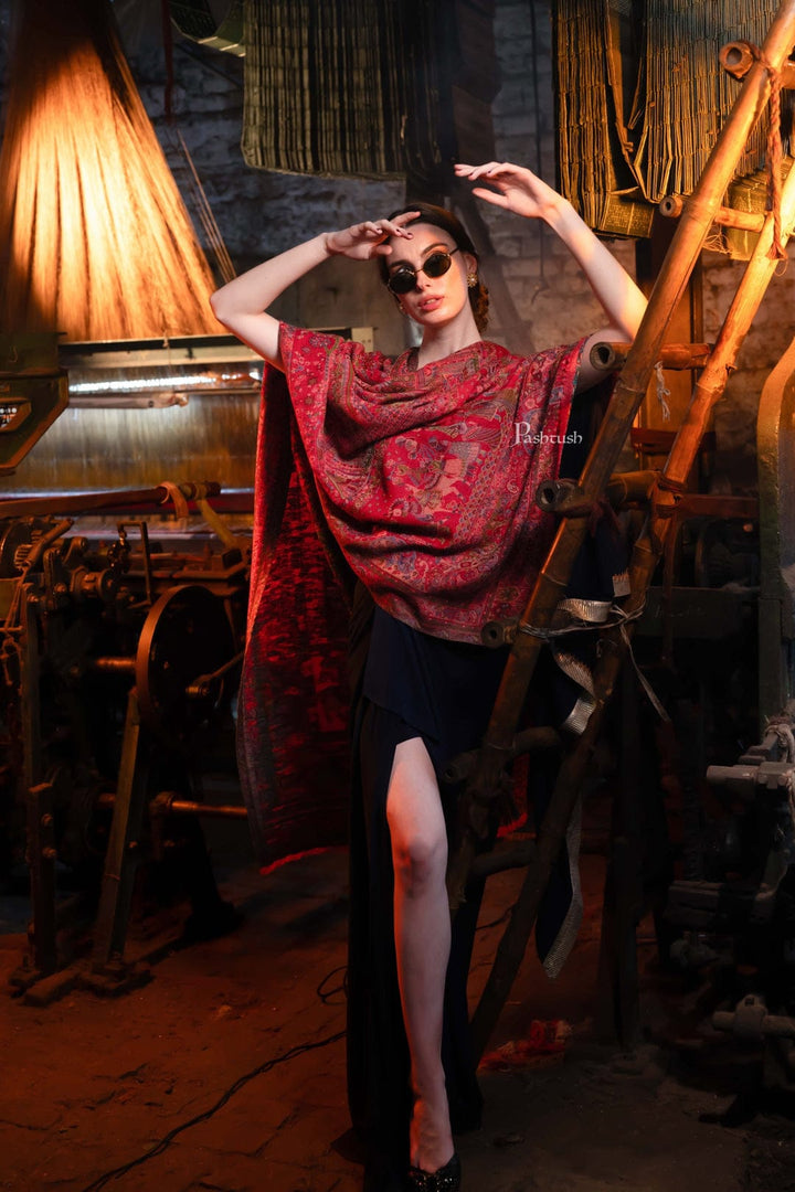 Pashtush India Gift Pack Pashtush His And Her Set Of 100% Pure Wool Shawls, Premium Gift Box Packaging, Taupe and Rose