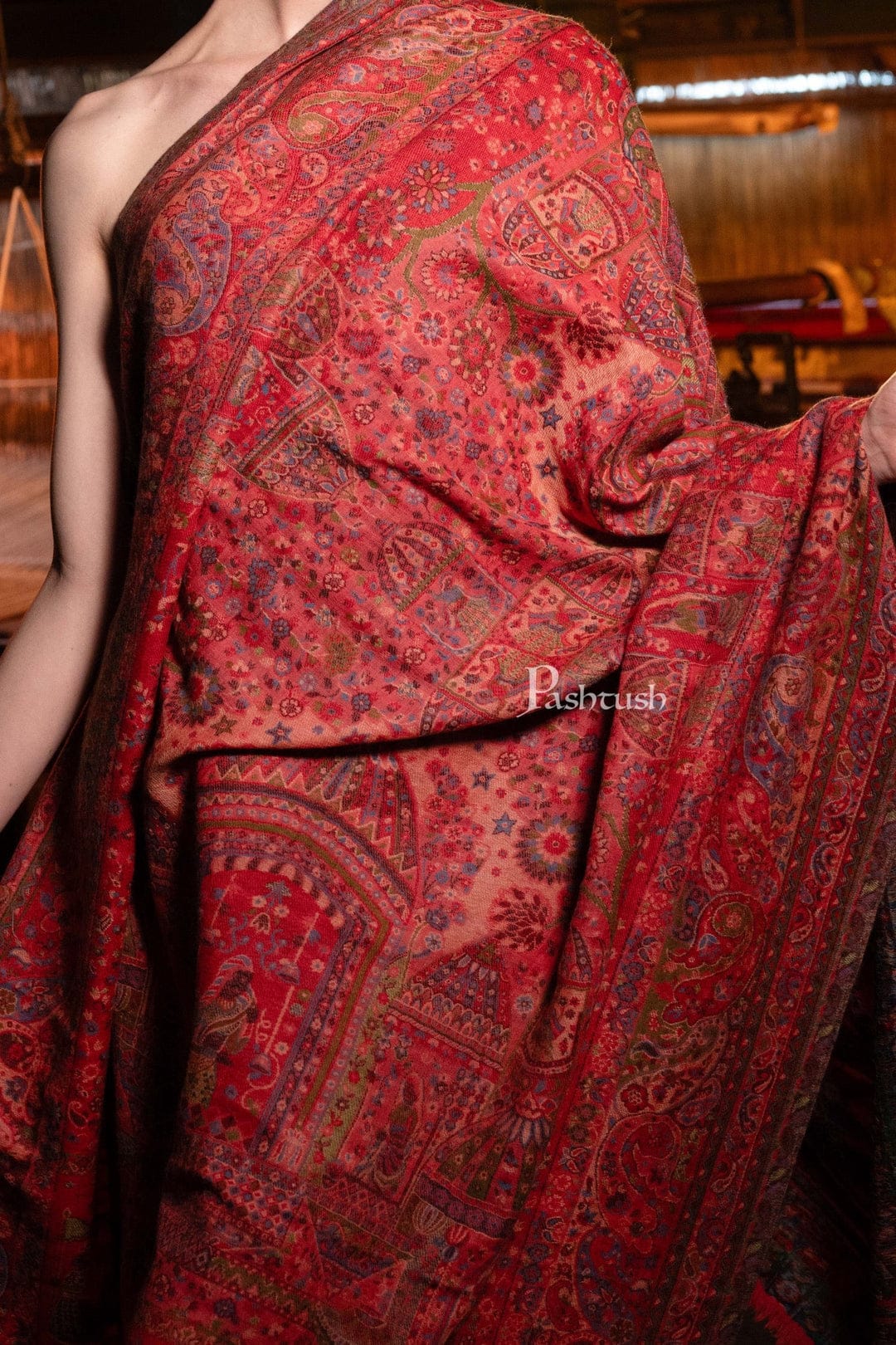 Pashtush India Gift Pack Pashtush His And Her Set Of 100% Pure Wool Shawls, Premium Gift Box Packaging, Taupe and Rose