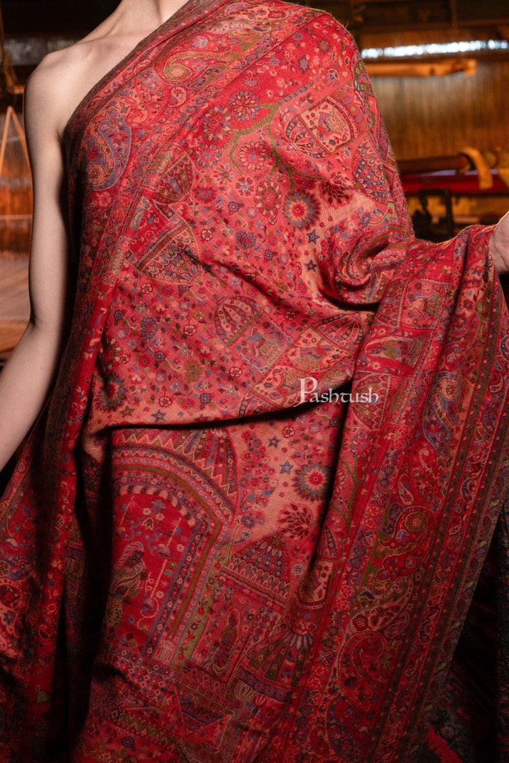 Pashtush India Gift Pack Pashtush His And Her Set Of 100% Pure Wool Shawls, Premium Gift Box Packaging, Taupe and Rose