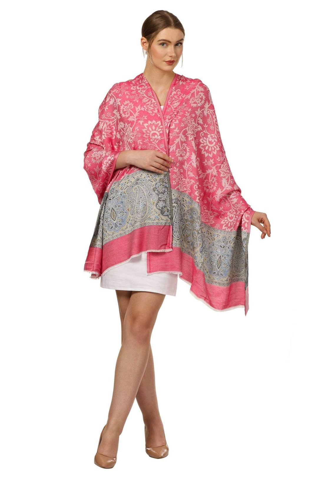 Pashtush India Gift Pack Pashtush His And Her Set Of Bamboo Stole With Premium Gift Box Packaging, Blue and Pink