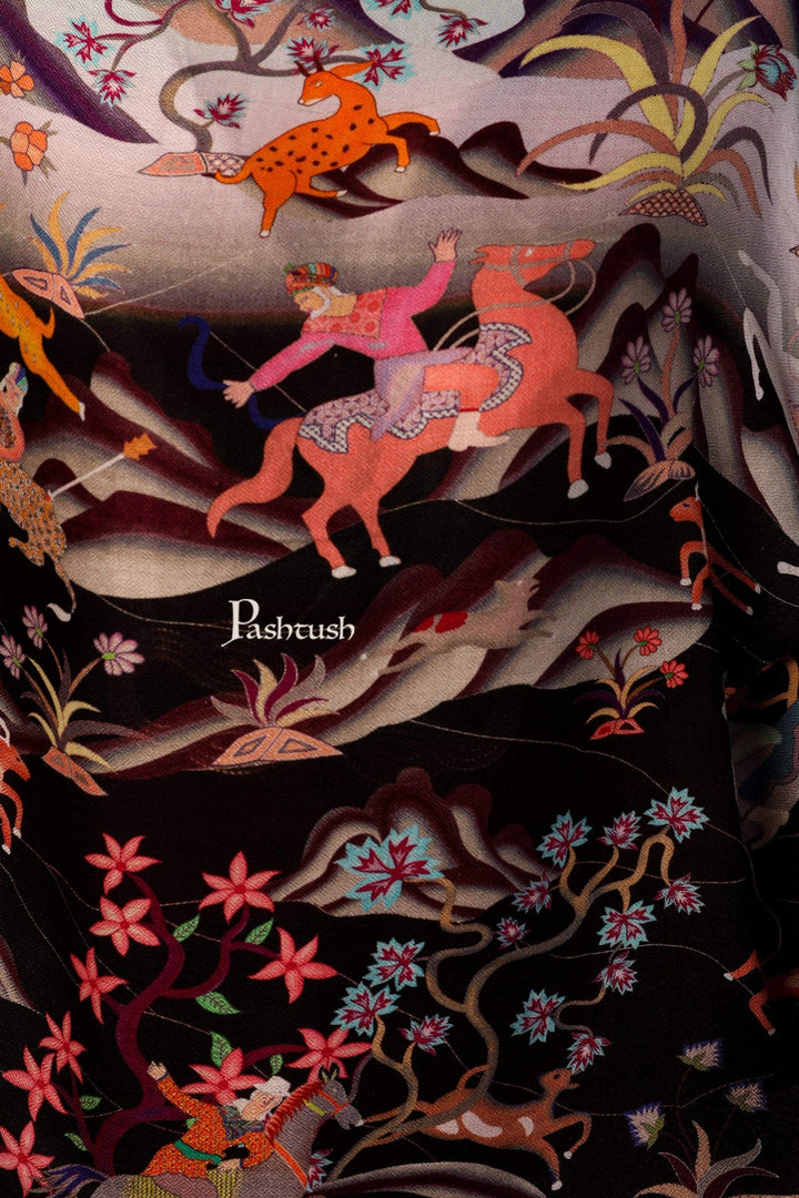 Pashtush India Gift Pack Pashtush His And Her Set Of Bamboo Stoles, Premium Gift Box Packaging, Black and Multicoloured