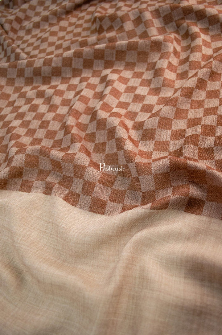 Pashtush India Gift Pack Pashtush His And Her Set Of Checkered Stoles With Premium Gift Box Packaging, Beige and Rich Coffee