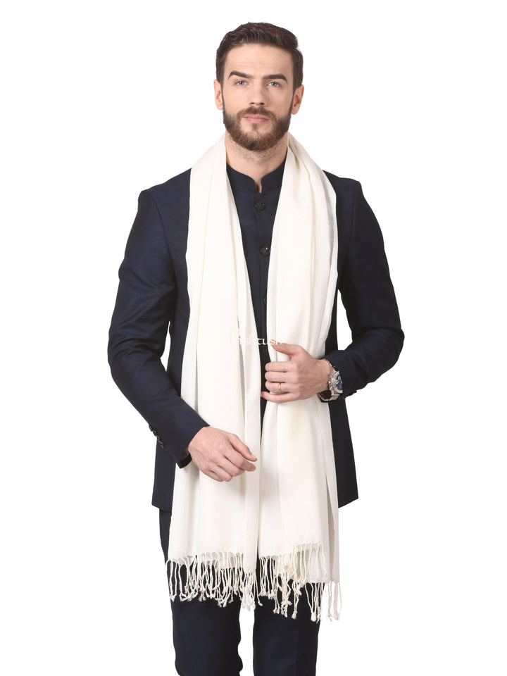 Pashtush India Gift Pack Pashtush His And Her Set Of Fine Wool and Printed Bamboo Stoles With Premium Gift Box Packaging, Ivory and Multicolour