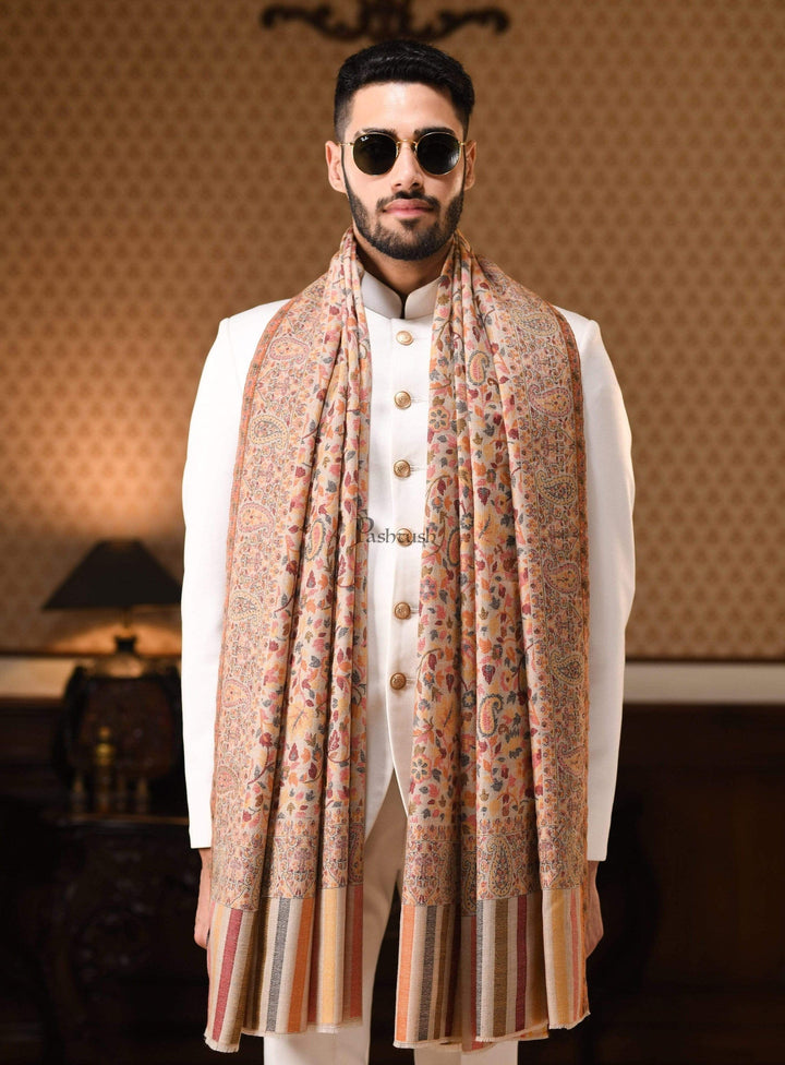 Pashtush India Gift Pack Pashtush His and Her set of Fine Wool Mens Stole and Womens Twilight Shawl, Premium Gift Box, Beige and Multicolour