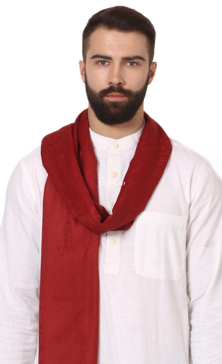 Pashtush India Gift Pack Pashtush His And Her Set Of Fine Wool Self Stole and Bamboo Stole With Premium Gift Box Packaging, Maroon and Multicolour