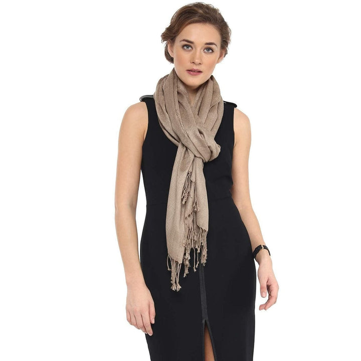 Pashtush India Gift Pack Pashtush His And Her Set Of Fine Wool Stoles, Premium Gift Box Packaging, Coffee and Beige