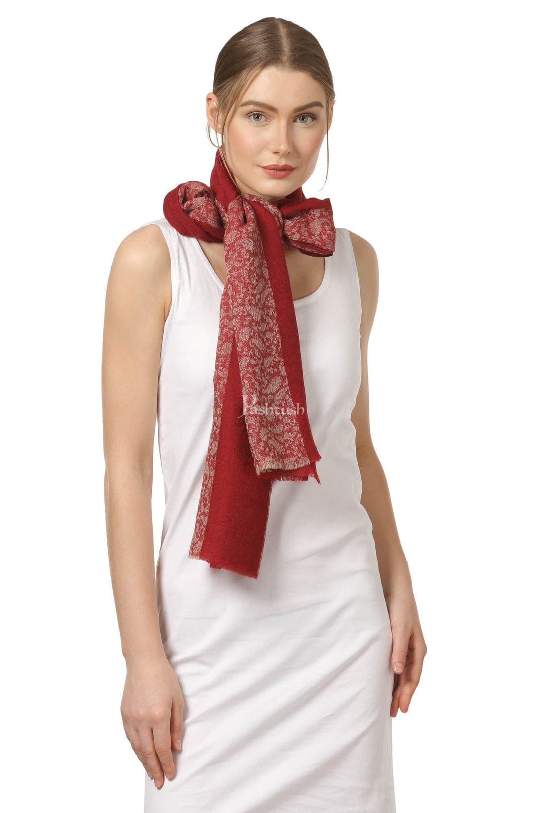 Pashtush India Gift Pack Pashtush His And Her Set Of Fine Wool Stoles, Premium Gift Box Packaging, Coffee and Maroon