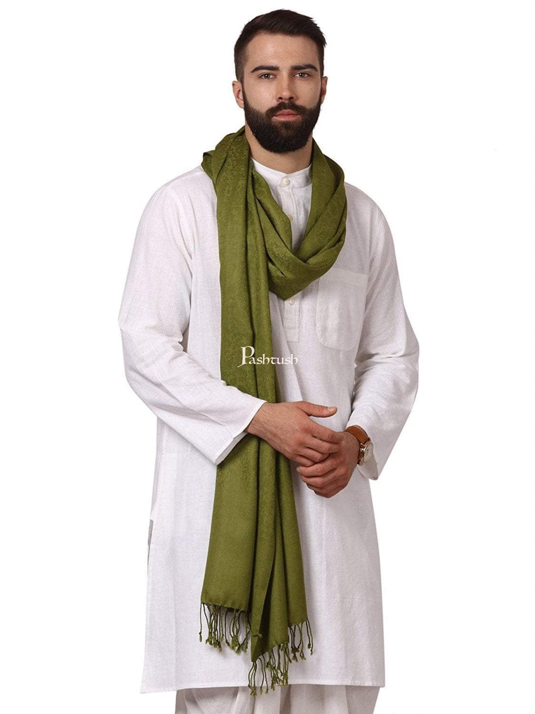 Pashtush India Gift Pack Pashtush His And Her Set Of Fine Wool Stoles, Premium Gift Box Packaging, Emerald Green