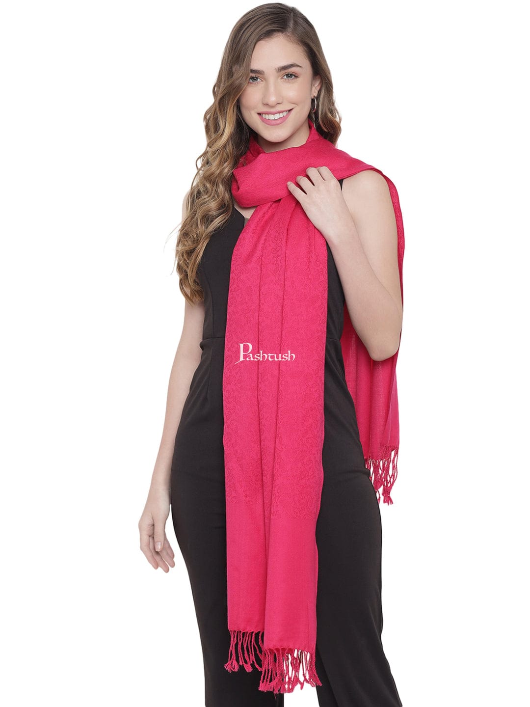 Pashtush India Gift Pack Pashtush His And Her Set Of Fine Wool Stoles, Premium Gift Box Packaging, Maroon and Neo Pink
