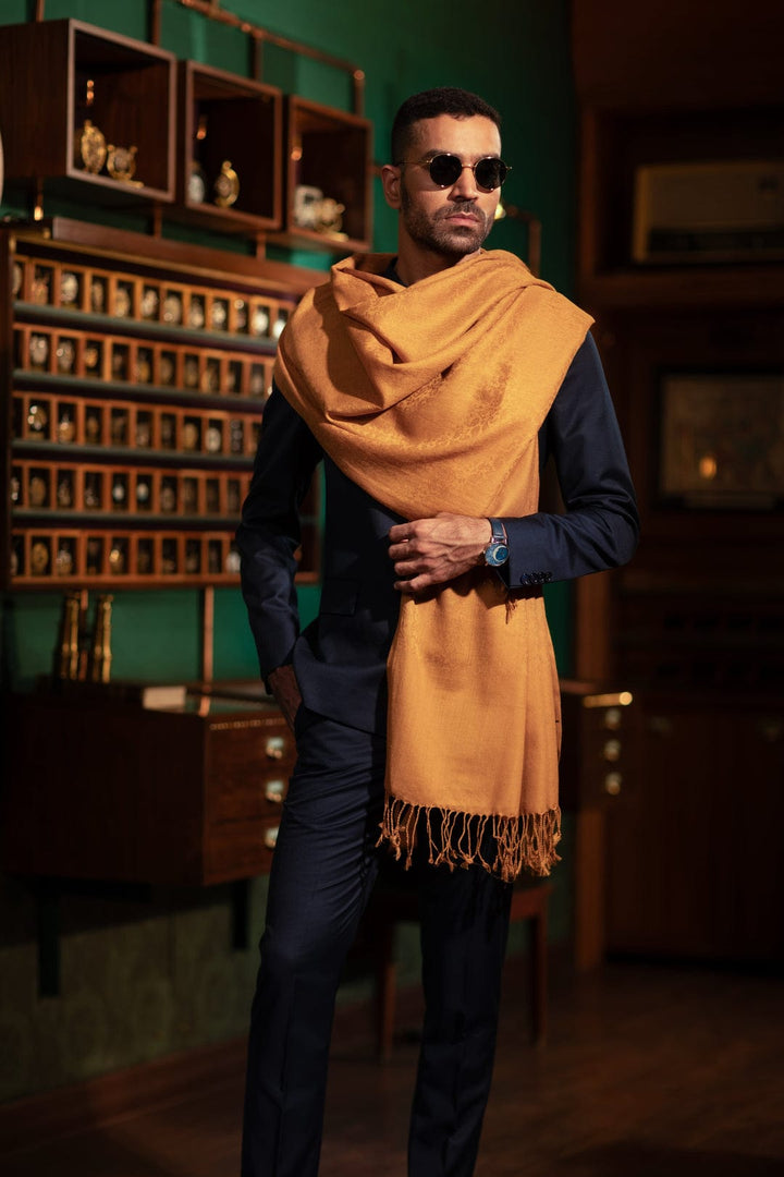 Pashtush India Gift Pack Pashtush His And Her Set Of Fine Wool Stoles, Premium Gift Box Packaging, Mustard and Multicolour
