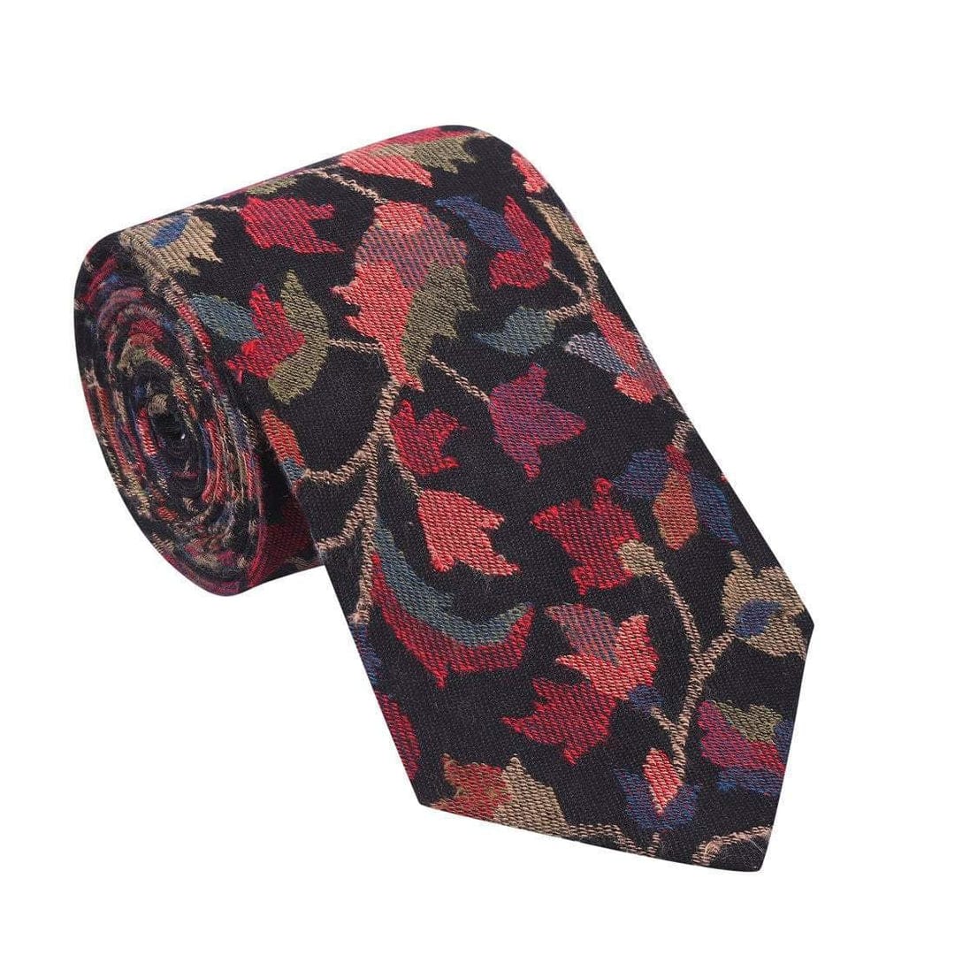 Pashtush India Gift Pack Pashtush His And Her Set Of Jacquard Necktie and Self Stole With Premium Gift Box Packaging, Black and Pink