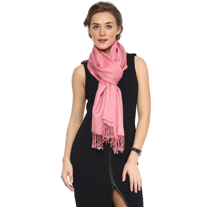 Pashtush India Gift Pack Pashtush His And Her Set Of Jacquard Necktie and Self Stole With Premium Gift Box Packaging, Black and Pink