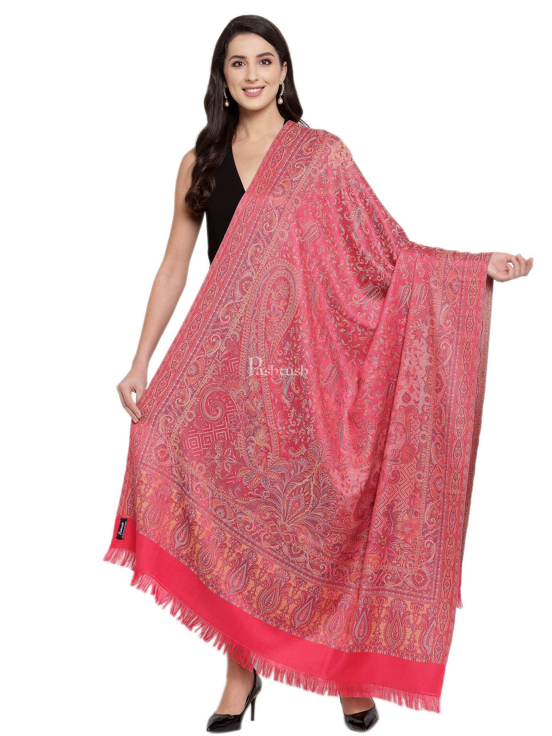 Pashtush India Gift Pack Pashtush His And Her Set Of Jamawar Stole and Shawl, Premium Gift Box Packaging, Navy Blue and Pink