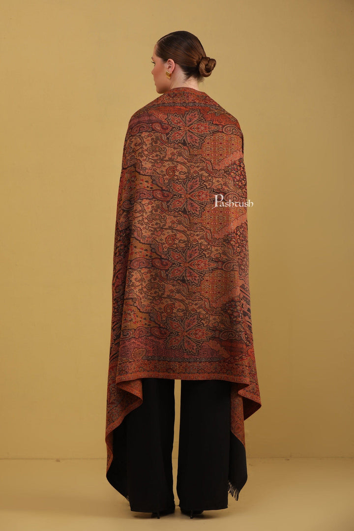 Pashtush India Gift Pack Pashtush His And Her Set Of Jamawar Stole and Womens Shawl, Premium Gift Box Packaging, Black