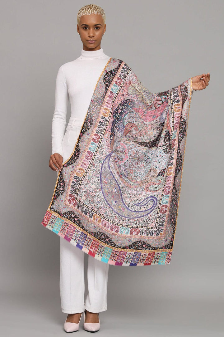 Pashtush India Gift Pack Pashtush His And Her Set Of Mens Checkerd Stole and Womens Extra Soft Bamboo Stole, Premium Gift Box Packaging, Black and Multicolour