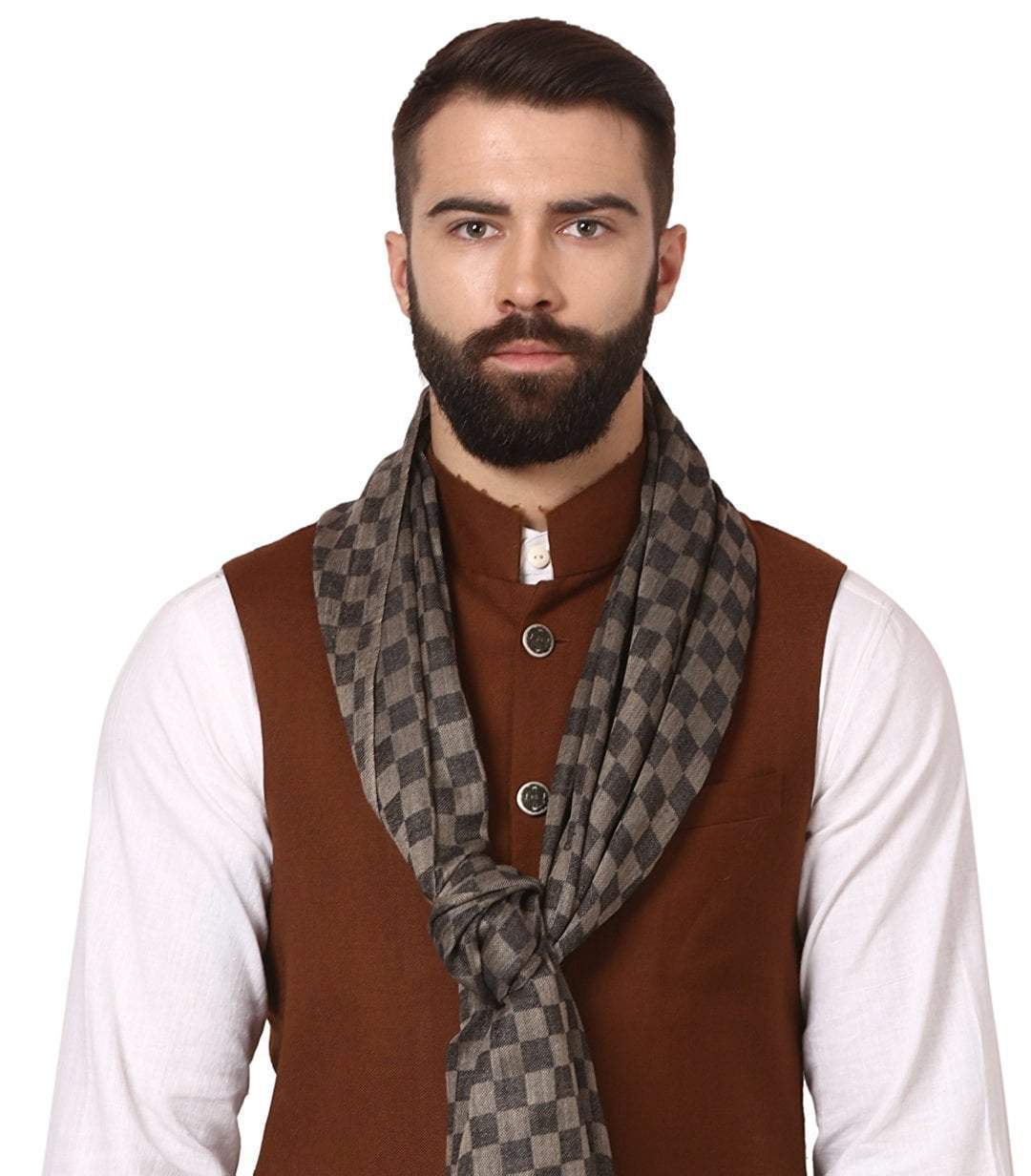 Pashtush India Gift Pack Pashtush His And Her Set Of Mens Checkerd Stole and Womens Extra Soft Bamboo Stole, Premium Gift Box Packaging, Black and Multicolour