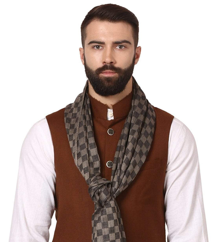 Pashtush India Gift Pack Pashtush His And Her Set Of Mens Checkerd Stole and Womens Extra Soft Bamboo Stole, Premium Gift Box Packaging, Black and Multicolour