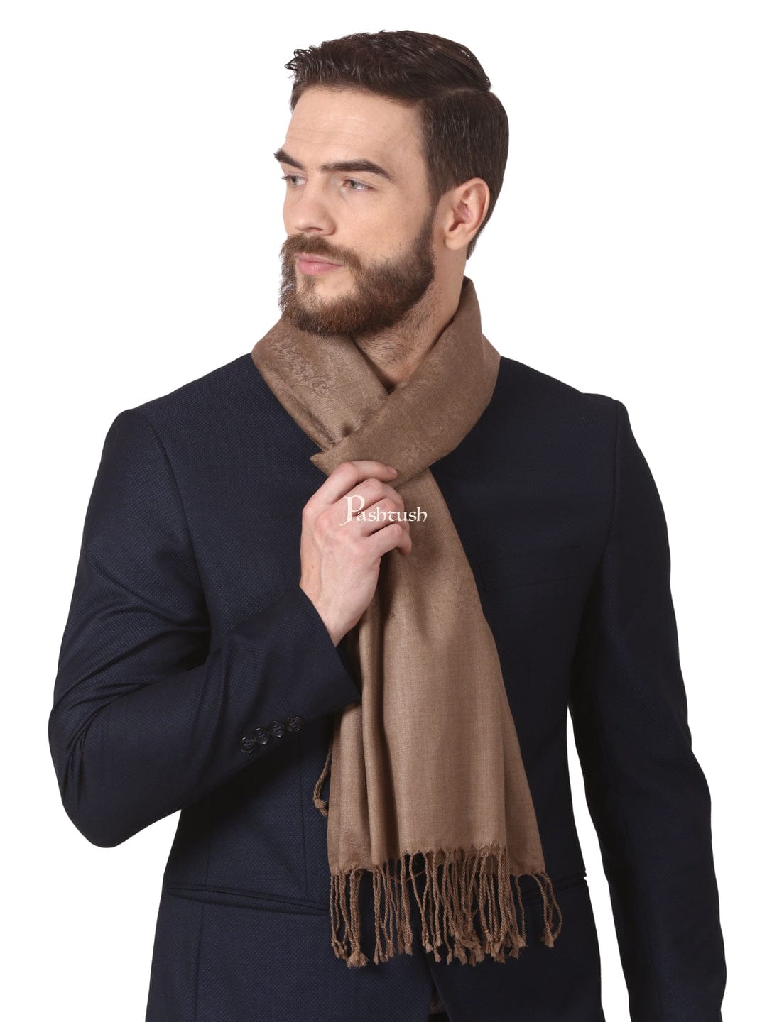 Pashtush India Gift Pack Pashtush His And Her Set Of Mens Fine Wool Muffler and Womens Extra Fine Wool Stole, Premium Gift Box Packaging, Taupe and Beige