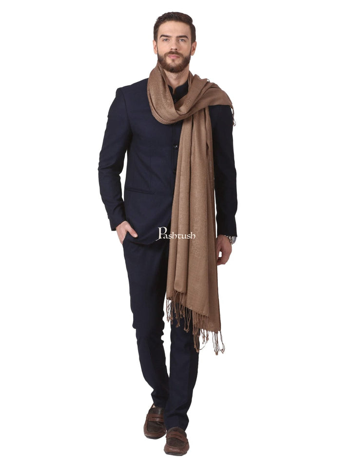 Pashtush India Gift Pack Pashtush His And Her Set Of Mens Fine Wool Muffler and Womens Twilight Shawl, Premium Gift Box Packaging, Taupe and Ivory