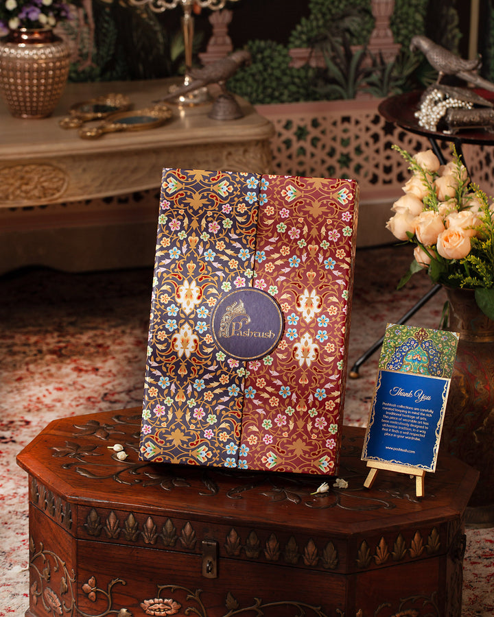 Pashtush India Gift Pack Pashtush His And Her Set Of Mens Fine Wool Shawl and Womens 100% Pure Wool Stole, Premium Gift Box Packaging, Beige & Ivory