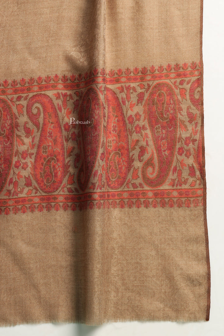 Pashtush India Gift Pack Pashtush His And Her Set Of Mens Fine Wool Shawl and Womens Bamboo Stole, Premium Gift Box Packaging, Taupe and Multicolour