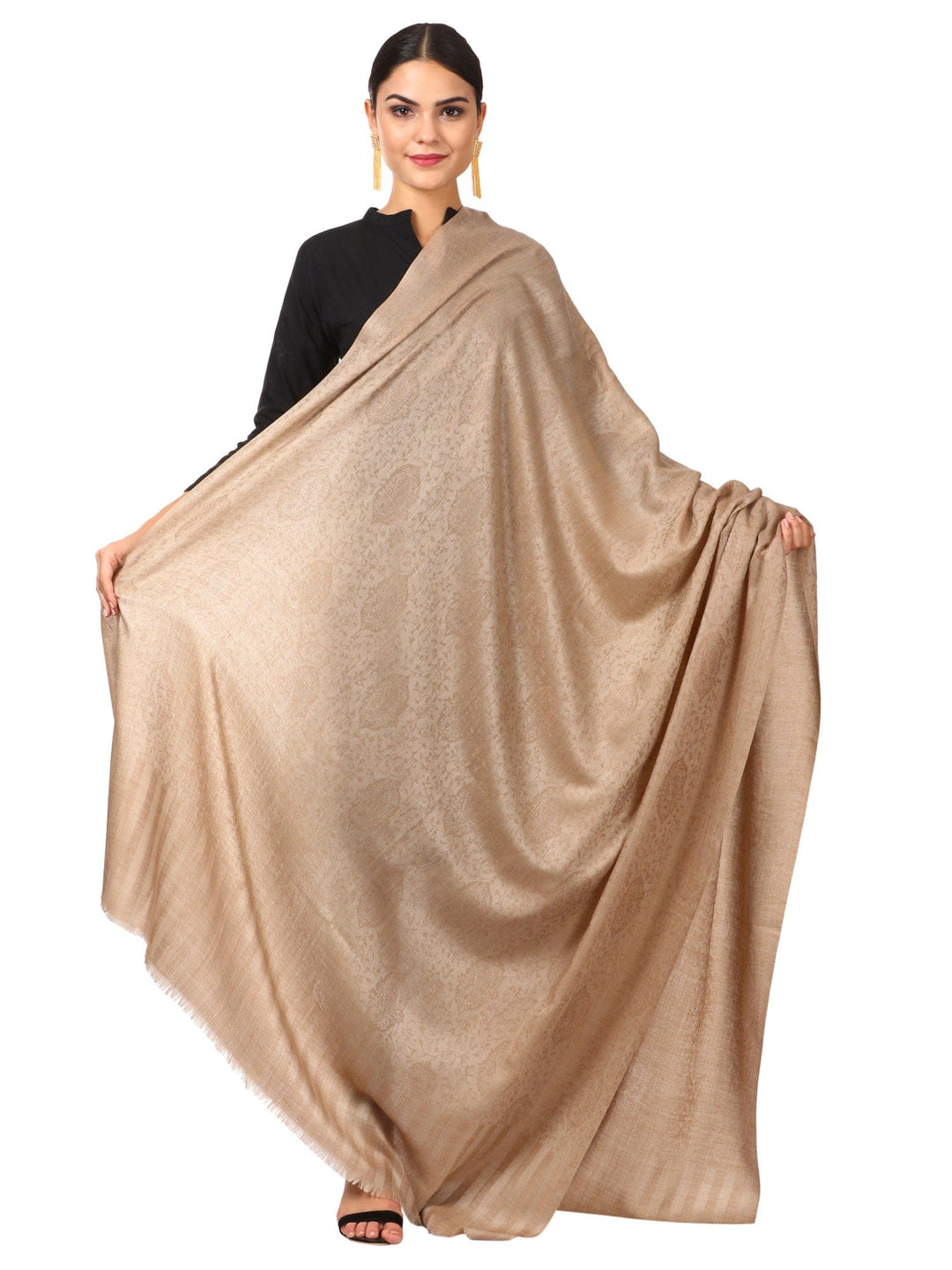 Pashtush India Gift Pack Pashtush His And Her Set Of Mens Fine Wool Shawls, Premium Gift Box Packaging, Taupe