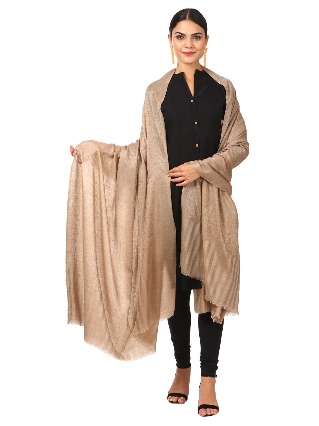 Pashtush India Gift Pack Pashtush His And Her Set Of Mens Fine Wool Shawls, Premium Gift Box Packaging, Taupe