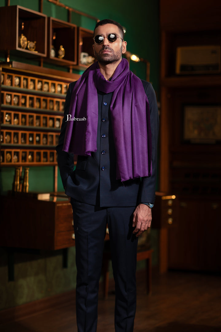 Pashtush India Gift Pack Pashtush His And Her Set Of Mens Fine Wool Stole and Womens Bamboo Stole, Premium Gift Box Packaging, Purple and Multicolour