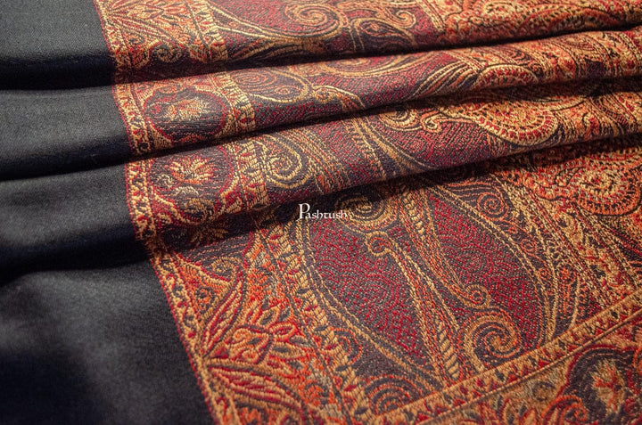 Pashtush India Gift Pack Pashtush His And Her Set Of Mens Fine Wool Stole and Womens Faux pashmina Stole, Premium Gift Box Packaging, Black