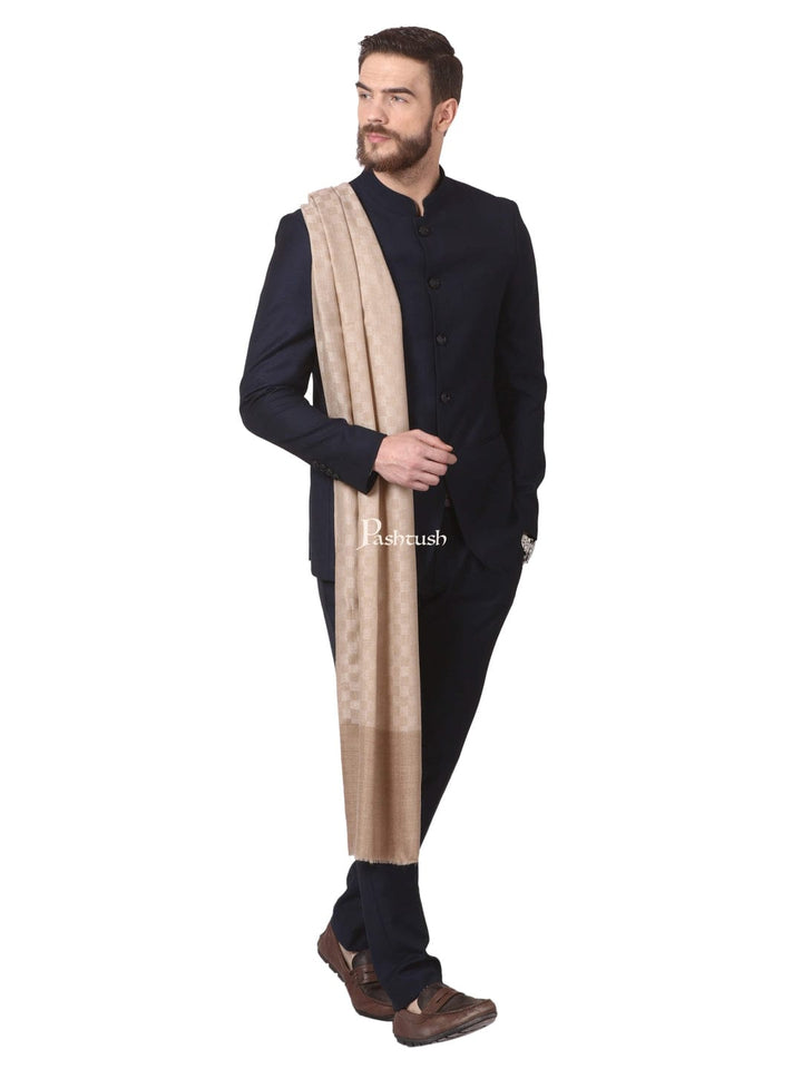 Pashtush India Gift Pack Pashtush His And Her Set Of Mens Fine Wool Stole and Womens Pure Wool Stole, Premium Gift Box Packaging, Beige and Blue