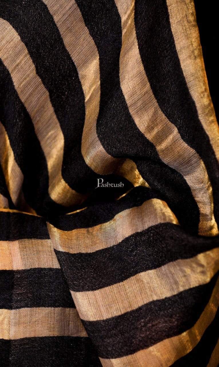 Pashtush India Gift Pack Pashtush His And Her Set Of Mens Fine Wool Stole and Womens Twilight Stole, Premium Gift Box Packaging, Black