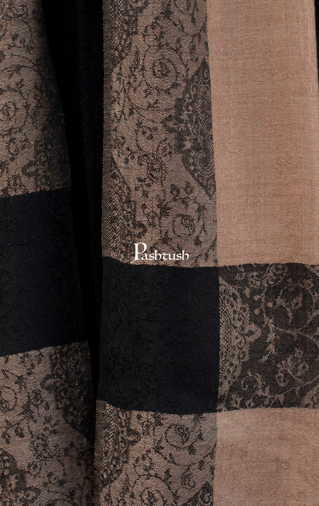 Pashtush India Gift Pack Pashtush His And Her Set Of Mens Fine Wool Stoles, Premium Gift Box Packaging, Beige and Black
