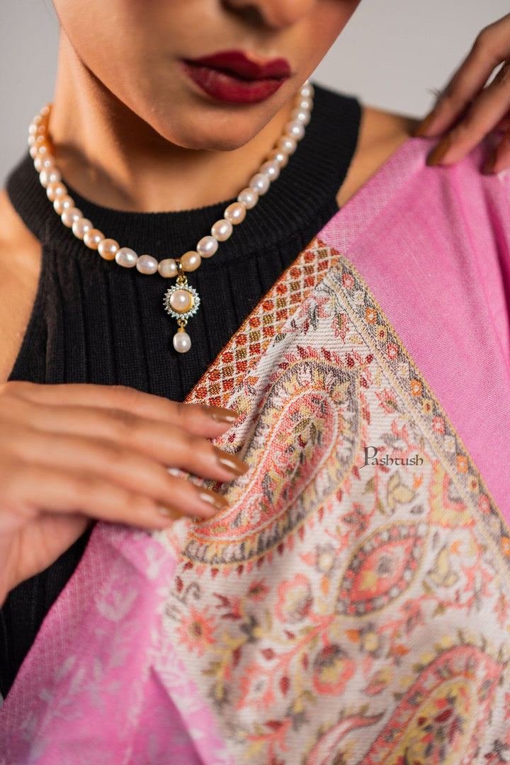 Pashtush India Gift Pack Pashtush His And Her Set Of Mens Jamawar Stole and Womens Bamboo Stole, Premium Gift Box Packaging, Blue and Pink