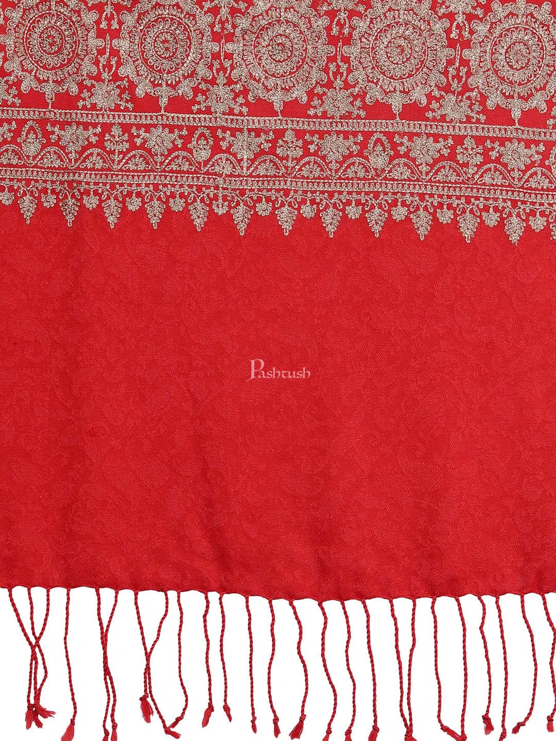 Pashtush India Gift Pack Pashtush His And Her Set Of Mens Jamawar Stole and Womens Fine Wool Stole, Premium Gift Box Packaging, Maroon and Red