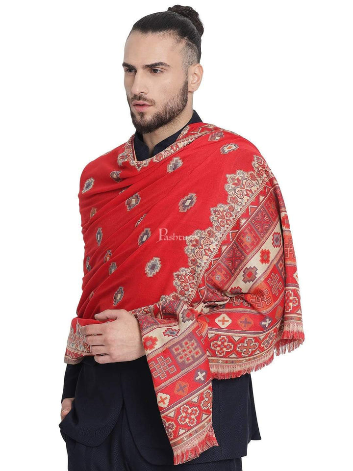Pashtush India Gift Pack Pashtush His And Her Set Of Mens Jamawar Stole and Womens Shawl, Premium Gift Box Packaging, Maroon and Black