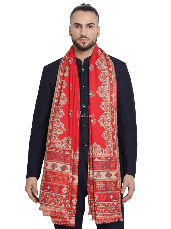 Pashtush India Gift Pack Pashtush His And Her Set Of Mens Jamawar Stole and Womens Shawl, Premium Gift Box Packaging, Maroon and Black