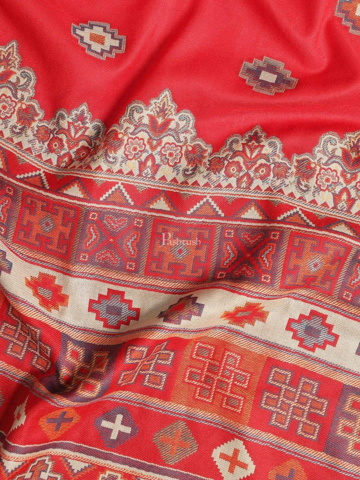 Pashtush India Gift Pack Pashtush His And Her Set Of Mens Jamawar Stole and Womens Shawl, Premium Gift Box Packaging, Maroon and Black