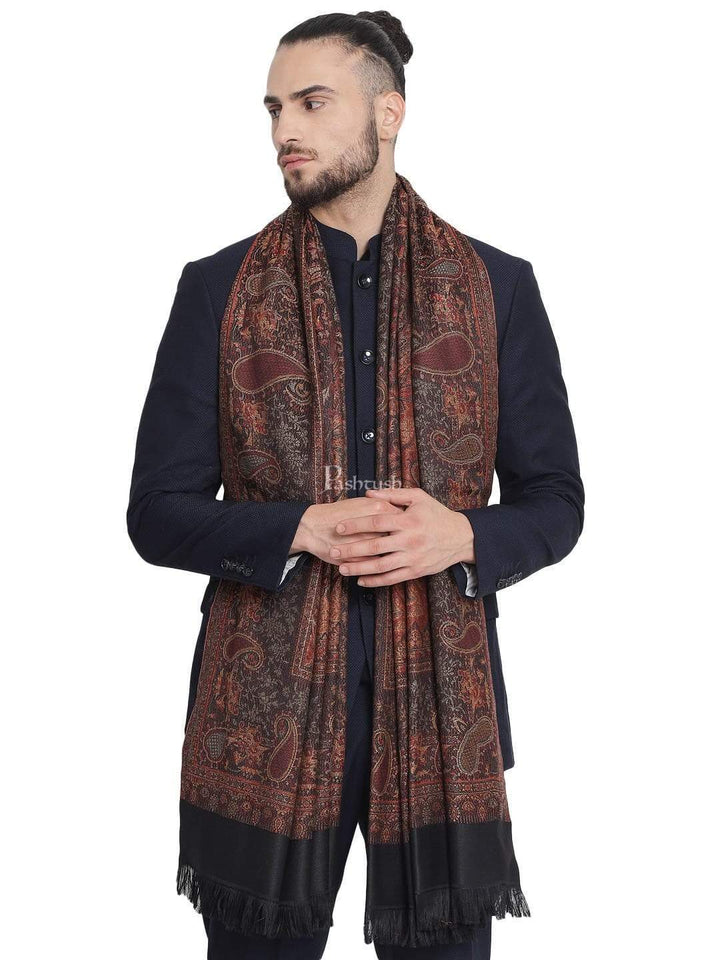 Pashtush India Gift Pack Pashtush His And Her Set Of Mens Jamawar Stole and Womens Twilight Stole, Premium Gift Box Packaging, Black