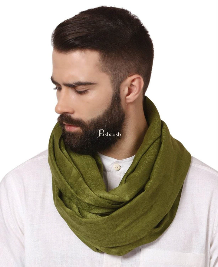 Pashtush India Gift Pack Pashtush His And Her Set Of Self and Bamboo Printed Stoles With Premium Gift Box Packaging, Emerald Green and Multi color