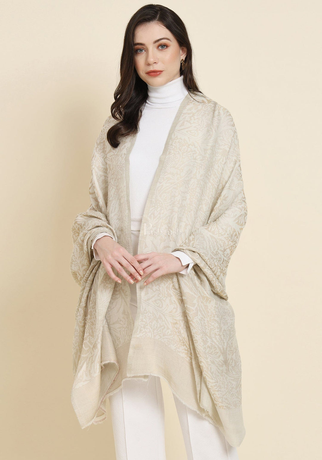 Pashtush India Gift Pack Pashtush His And Her Set Of Twilight Checkered Stole and Paisley Weave Shawl With Premium Gift Box Packaging, Black and Ivory