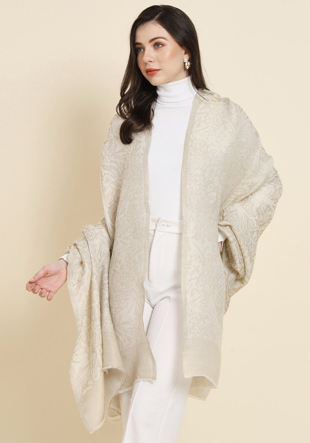 Pashtush India Gift Pack Pashtush His And Her Set Of Twilight Checkered Stole and Paisley Weave Shawl With Premium Gift Box Packaging, Black and Ivory