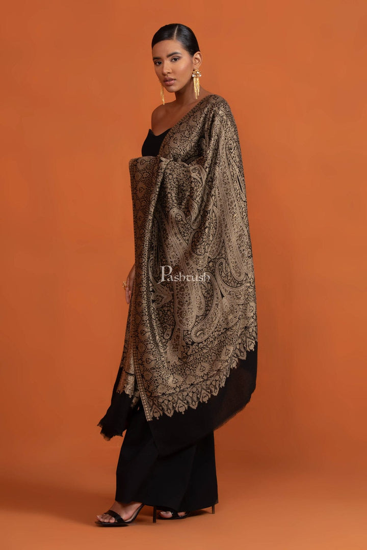 Pashtush India Gift Pack Pashtush His And Her Set Of Twilight Stoles, Premium Gift Box Packaging, Maroon and Black