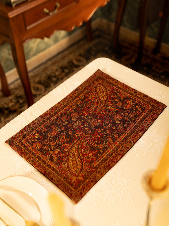 Pashtush India Gift Pack Pashtush Luxury Table Mats, Jamawar Collection, Coffee Brown (Mats Only)