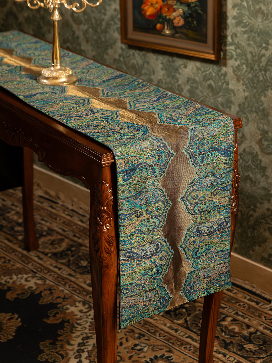 Pashtush India Gift Pack Pashtush Luxury Table Runner, Twilight Collection, Arabic Sea Blue