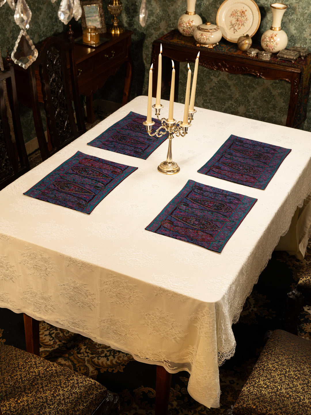 Pashtush India Gift Pack Pashtush Luxury Table Runner with Mats Set, Twilight Collection, Multicolour
