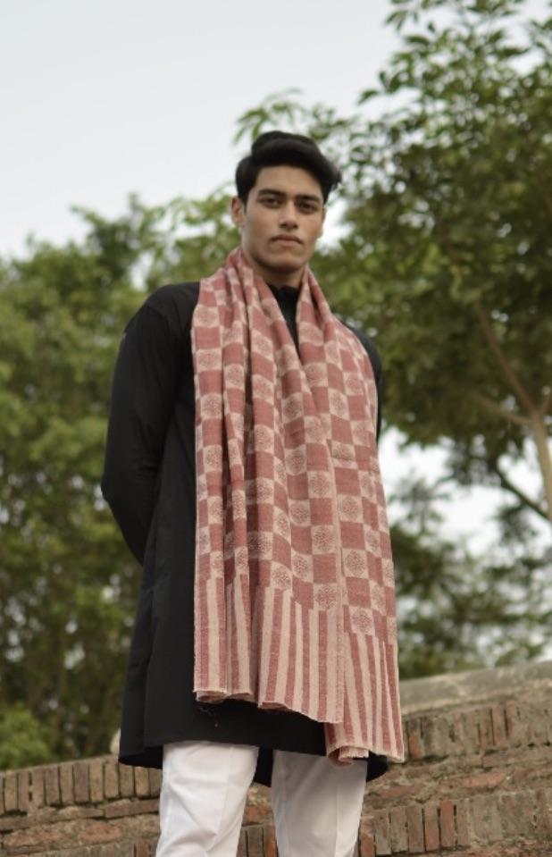 Pashtush India 70x200 Pashtush Men's Reversible Stole, checkered design