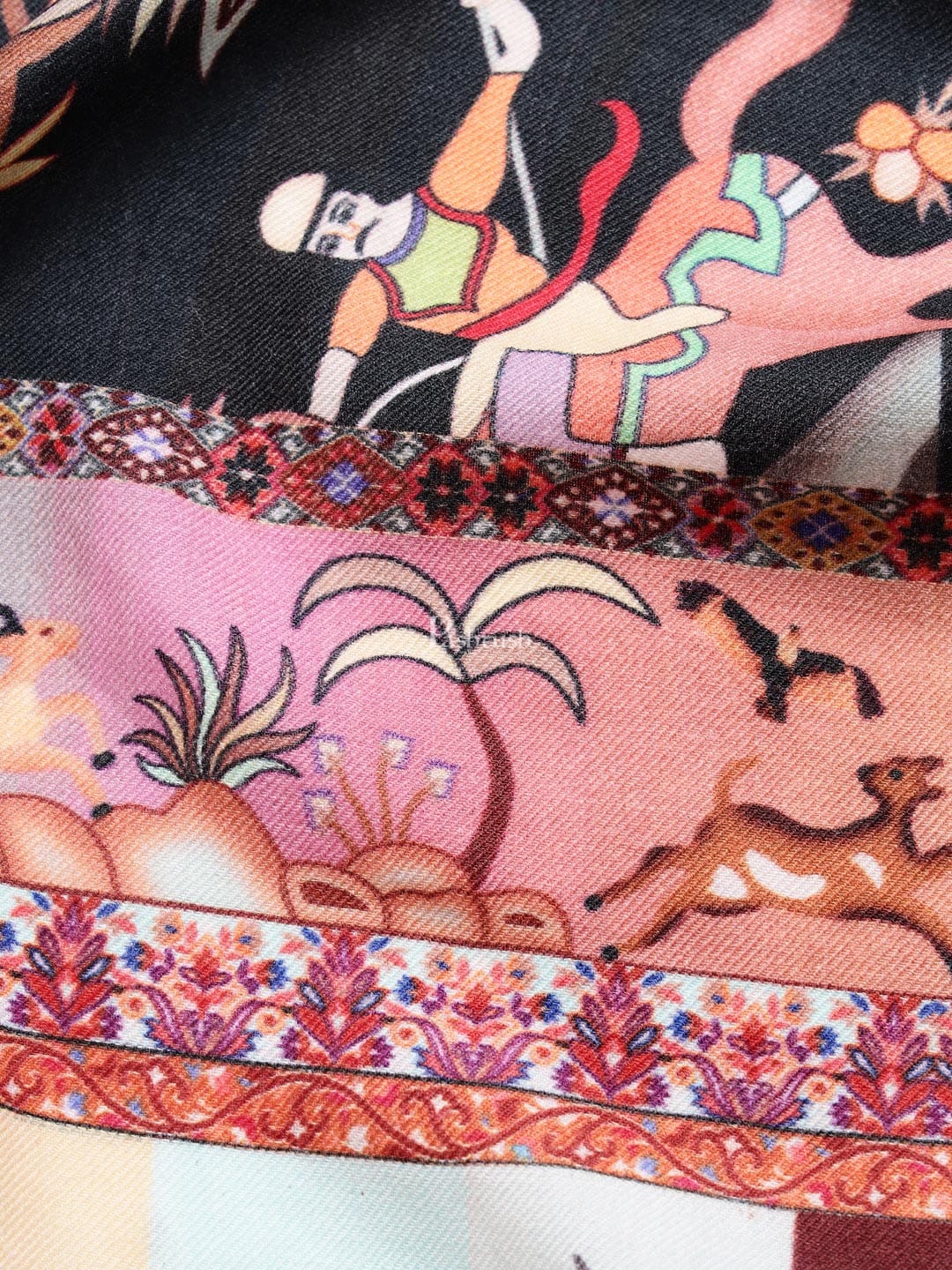 Pashtush India Mens Shawls Gents Shawl Pashtush mens 100% Pure Wool with Woolmark Certificate shawl, Shikaar-Dar design, Multicolour