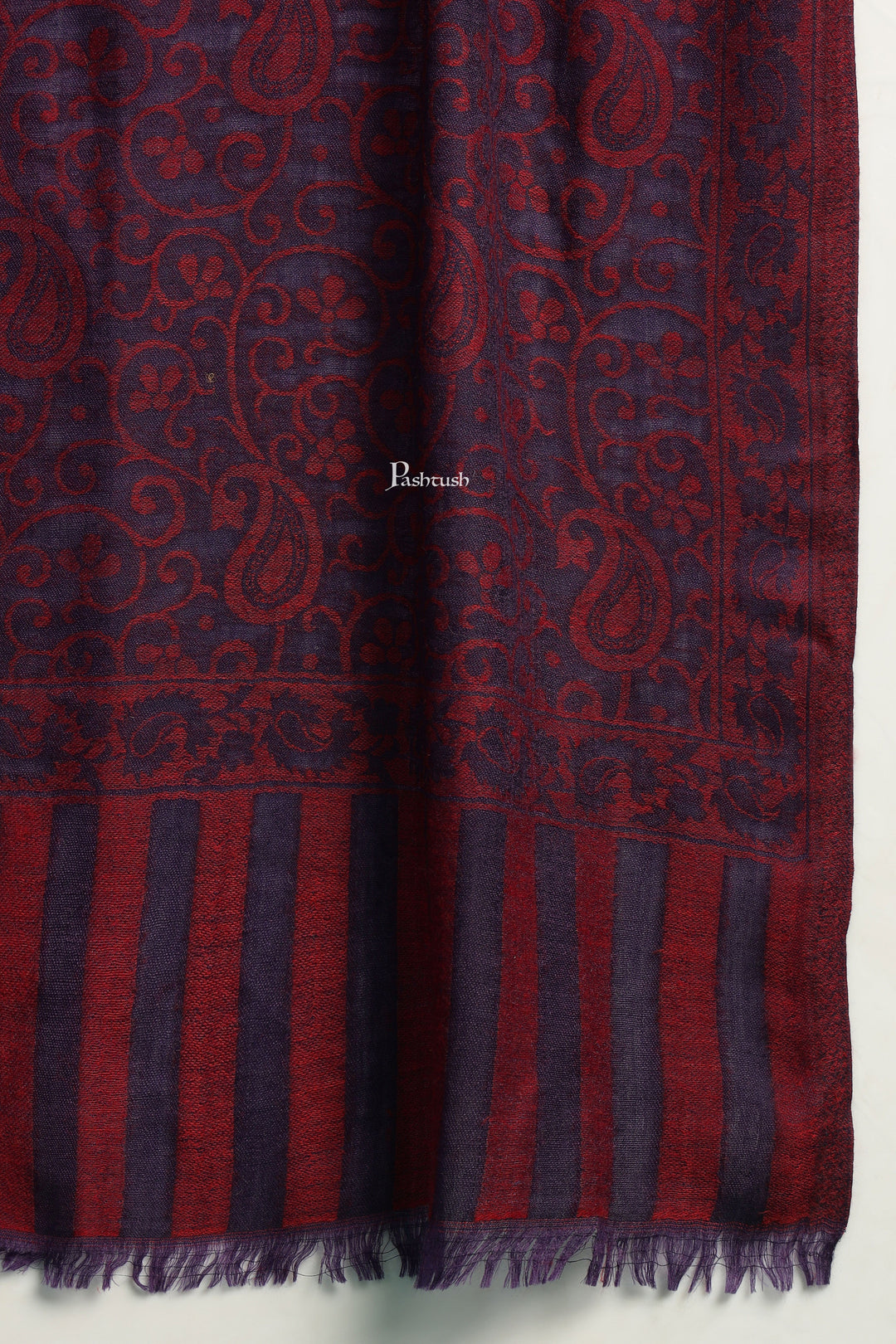 Pashtush India Mens Scarves Stoles and Mufflers Pashtush Mens 100% Pure Wool With Woolmark Certificate Stole, Paisley Design, Blue